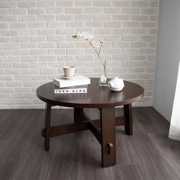 【H&D東稻家居】實木四腳小圓茶几/圓几