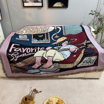 網紅棉線毛毯簡約沙發套沙發墊蓋布單人沙發毯卡通沙發巾