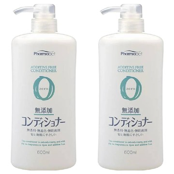 KUMANO 熊野油脂 Pharmaact 熊野 無添加潤髮乳 600ml 添加胺基酸 綠蛋白 透明質酸 無香料 無色素 無防腐劑  2瓶