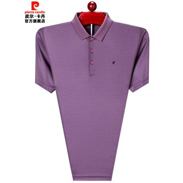 皮爾卡丹高端桑蠶絲男士短袖t恤中年爸爸夏裝上衣商務休閑polo衫