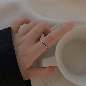 銀奧925純銀鏈條戒指女2021年新款潮簡約食指戒ins小眾設計感指環