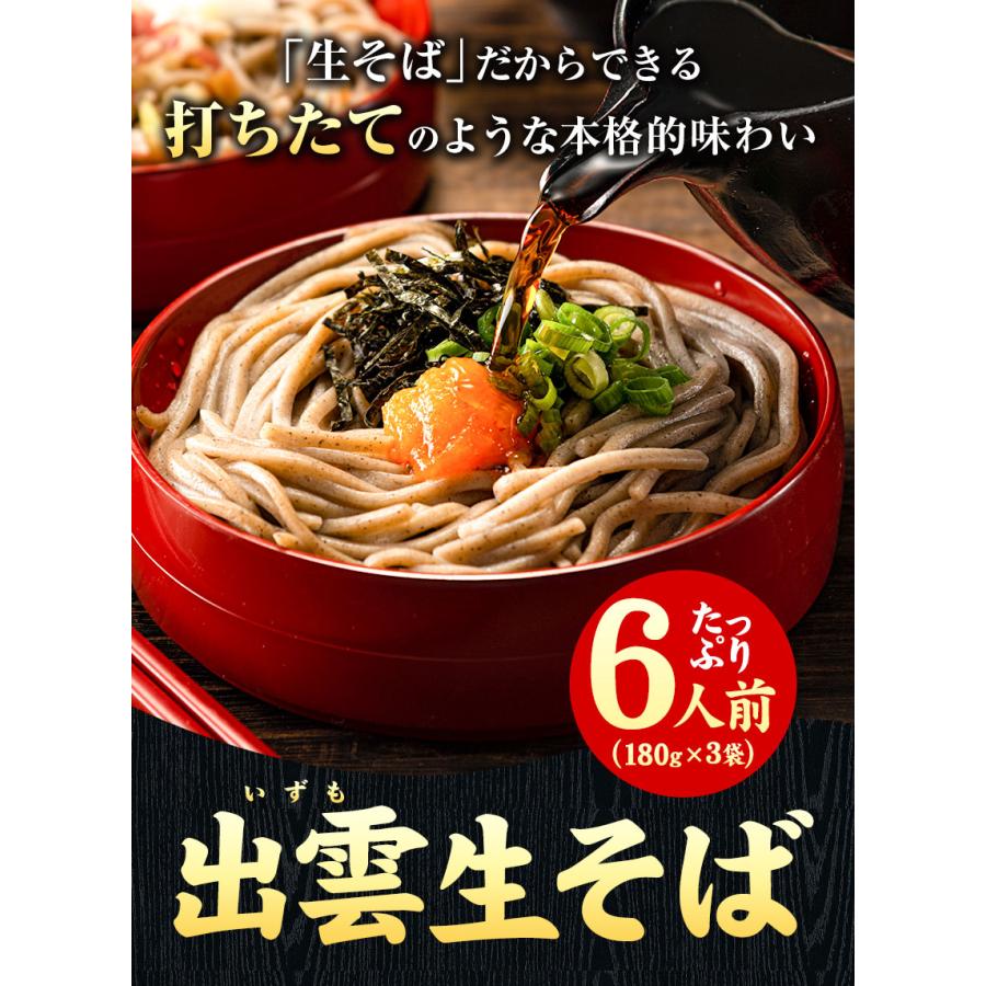 出雲生そば 送料無料 出雲 そば 生麺 取り寄せ そば 生そば 6食入(180g×3袋)  7-14営業日以内に発送(土日祝除く)