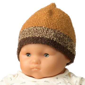 akachan honpo - 毛茸茸柔款針織帽-食物-咖啡色-日本製