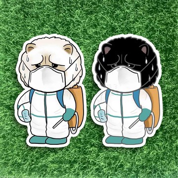 狐狸逗尾巴 防水貼紙 鬆獅犬 防曬防水貼紙 車貼 安全帽 行李箱 露營貼