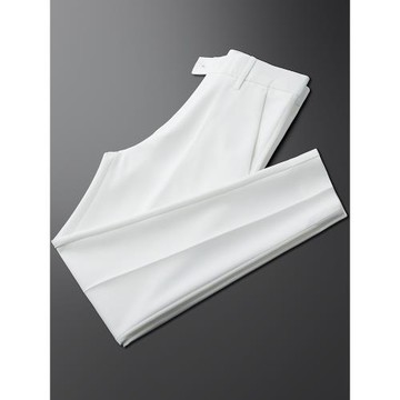 2025新款春秋垂感白色免燙休閑西褲男修身直筒職業商務男士九分褲
