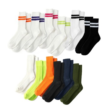[免運]街頭 SOCKS 中筒襪 推疊襪 厚實 粗線 條紋【FUTURE】