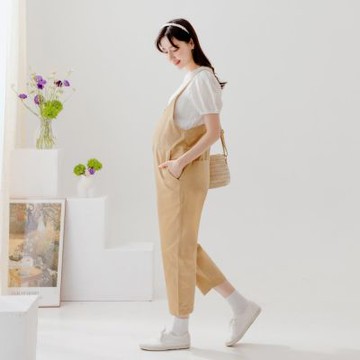 OB嚴選-純棉大U領前拉鍊孕婦吊帶褲《MB0012》