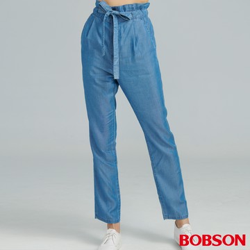 BOBSON 女款綁帶鬆緊直筒褲 (8228-58)