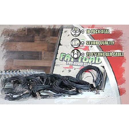 Fat Toad Microphone Cables (10 Pack) 20ft Professional Pro Audio XLR Mic Cord Patch with Female ＆ Male Connector 20 AWG Shielded Wire ＆ Balanced f