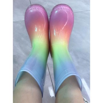 彩虹親子雨鞋成人兒童女寶寶小學生四季防滑防水中筒環保雨靴可愛