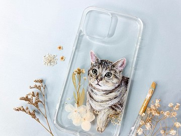 客製化手繪寵物押花手機殼 | 英國短毛貓