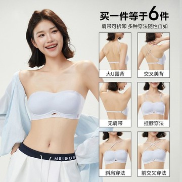 【一衣多穿】涼感無肩帶內衣 小胸聚攏內衣 隱形防滑內衣 平口內衣 無痕美背內衣 提拉上托 收副乳 固定杯 抹胸式美背內衣
