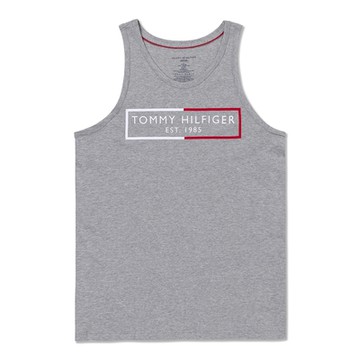 TOMMY 熱銷輕薄透氣印刷1985文字圖案背心-灰色