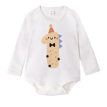 Baby童衣 獨家自印 數位印花 生日月份白底包屁衣 純棉男女童爬服 66365