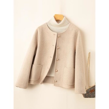 雙面羊絨大衣女短款小香風毛呢外套2024秋冬新款高端韓版氣質減齡