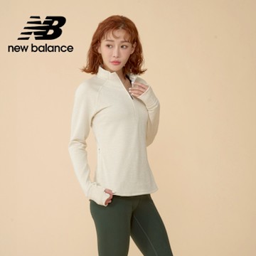 【New Balance】快乾吸排刷毛長袖上衣_女性_米杏色_WT43200LIT