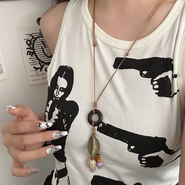 【台灣公司 可打統編】免運 復古民族風樹葉流蘇項鏈女2025新款吊墜輕奢小眾高級感鎖骨鏈飾品 可開發票 全館五折 工廠現貨直銷 新品特價 z9211