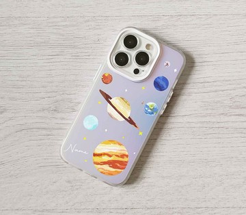 免費加名字簡約炫彩星球太空手機殼iphone 16 pro max 14 Plus