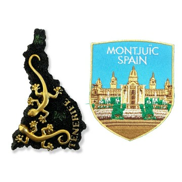 西班牙守宮壁虎Tenerife Gecko 冰箱貼+西班牙蒙特惠奇山電繡刺繡【2件組】網紅打卡地標 文青必備 磁鐵 大門磁鐵 出國禮物