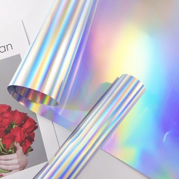 銀色七彩鐳射貼膜炫彩幻彩反光變色婚慶舞臺布置KT亞克力裝飾貼紙