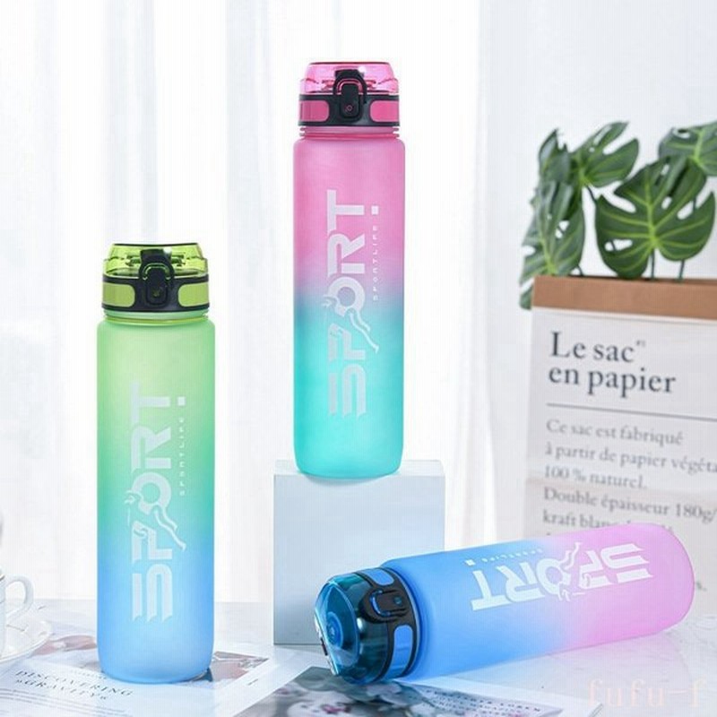 Diller 水筒 ボトル Ins風 おしゃれ 透明 夏用 軽い 便利 プラスチックボトル 通勤 ランニング 体操 ヨガ トレーニング 大容量 運動水筒 高い品質