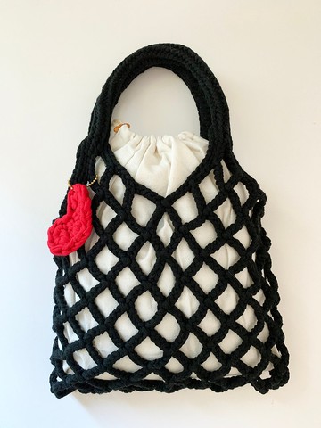 鈎織棉繩鏤空網狀托特包