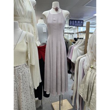 秋季新款韓版韓國東大門修身拼接設計收腰長款氣質顯瘦吊帶連衣裙