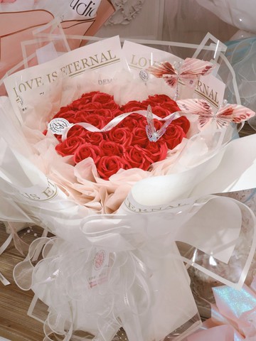 紅粉色系 愛心造型香皂花束 浪漫花束 大型花束