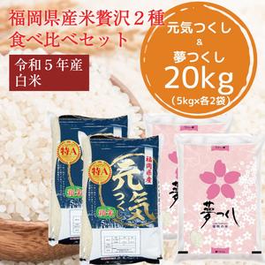 ふるさと納税 令和5年産 福岡県産 米 食べ比べ＜白米＞セット「夢つくし」と「元気つくし」2種類 計20kg入り [a0261] 株式会社 ゼロプラス 【返.. 福岡県添田町