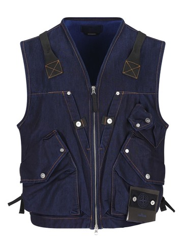 stone island denim vest