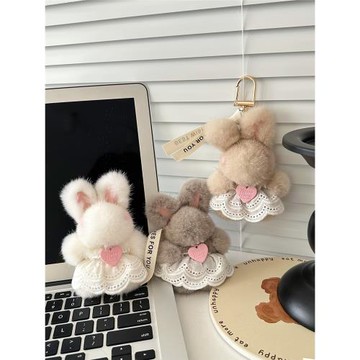 韓國水貂毛兔子少女心包掛件項鏈