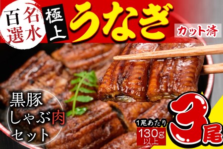 絶品★極上カットうなぎ×黒豚しゃぶ肉 合計約1.1kg e0-044