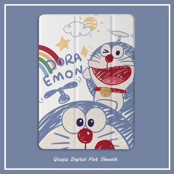 涂鴉叮當貓咪2020新款pro11保護套帶筆槽平板10.2/10.5寸氣囊殼18/19ipad air4/3/2/1三折式5/6蘋果9.7迷你54