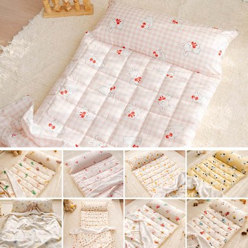 韓國 Formongde - 高級純棉雙面用5cm厚墊睡袋-粉紅格紋兔