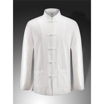 唐裝打底衫男中國風長袖中式上衣外套中青年衣服老人盤扣純棉襯衫