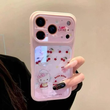 櫻桃KT貓適用蘋果17AIR/16PROMAX手機殼15PLUS大視窗14iPhone13套