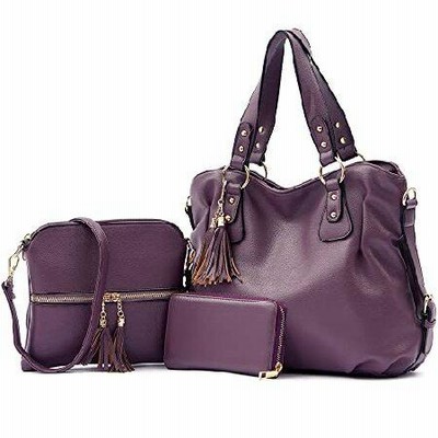 Qiyuer ラージホーボーバッグ 財布 女性用 ハンドバッグ セット ファッション ショルダー トートバッグ 2個 US サイズ: X-Large
