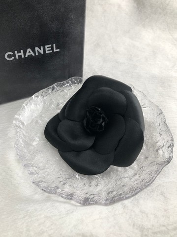 【日本直送 名牌中古包】CHANEL 香奈兒 胸針 黑色 山茶花 vintage 古董 old xseey7
