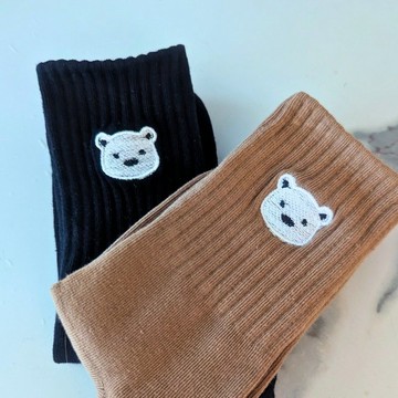 白熊刺繡襪