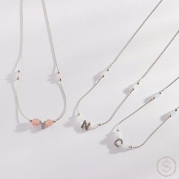 專屬字母 | 海藍寶 草莓晶 白瑪瑙 | 毛衣鍊/長項鍊 (CONNY系列)