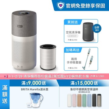 ★買大送小+三年份濾網+兩用吸塵器★飛利浦抗敏奈米級空氣清淨機(AC3033/86)-適用22坪