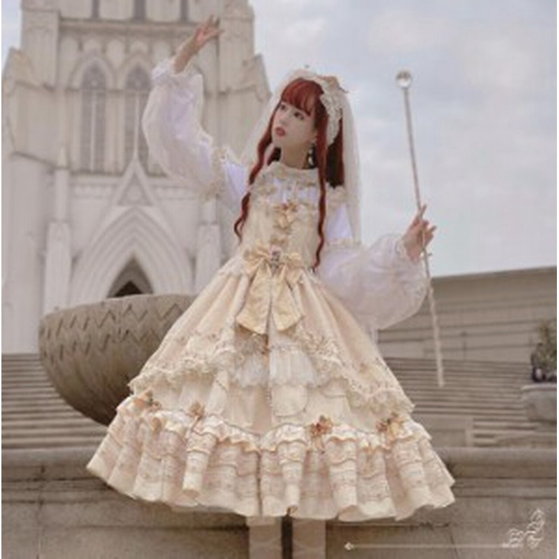 市場 白仙气花嫁春夏ゴスロリワンピース レディースフリルレース Lolita ウェディングドレス日常服ゴスロリワンピース人形師 ロリータ 長袖op コスプレ ロリィタ
