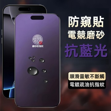 升級四合一保護貼 霧面藍光防偷窺玻璃貼 適用iPhone 17 16e 15 14 13 12 11 XR Promax