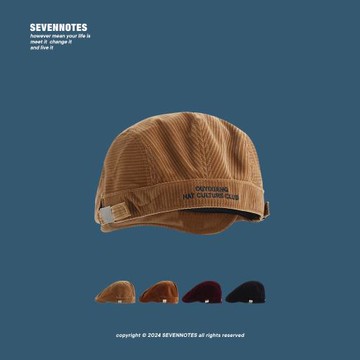 SEVENNOTES秋冬復古英倫潮前進帽簡約百搭帽子男女英文刺繡鴨嘴帽