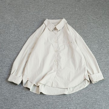 棉質落肩翻領長袖襯衫936374