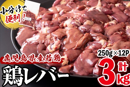 小分けで便利！鹿児島県産鶏レバー 計3kg(250g×12P) a0-295