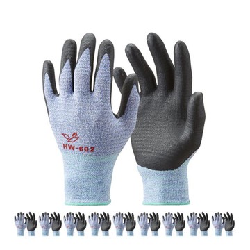 HANWOO NBR 塗層手套 HW-602  L  藍色  黑色  10組