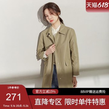 她圖今年流行中長款風衣女2024年春秋新款寬松小個子工裝直筒外套