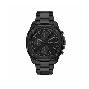 Gage 極致純黑戰術八角三眼計時不鏽鋼鍊錶 黑色不鏽鋼錶帶 47 MM BQM7142