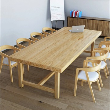 ??快速出貨?? 公司貨 現代簡約原木長條會議桌辦公室全實木輕奢洽談桌椅職員商務培訓桌